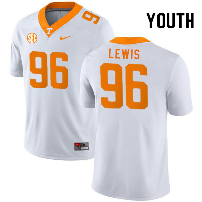Youth #96 Austin Lewis Tennessee Volunteers College Football Jerseys Stitched Sale-White